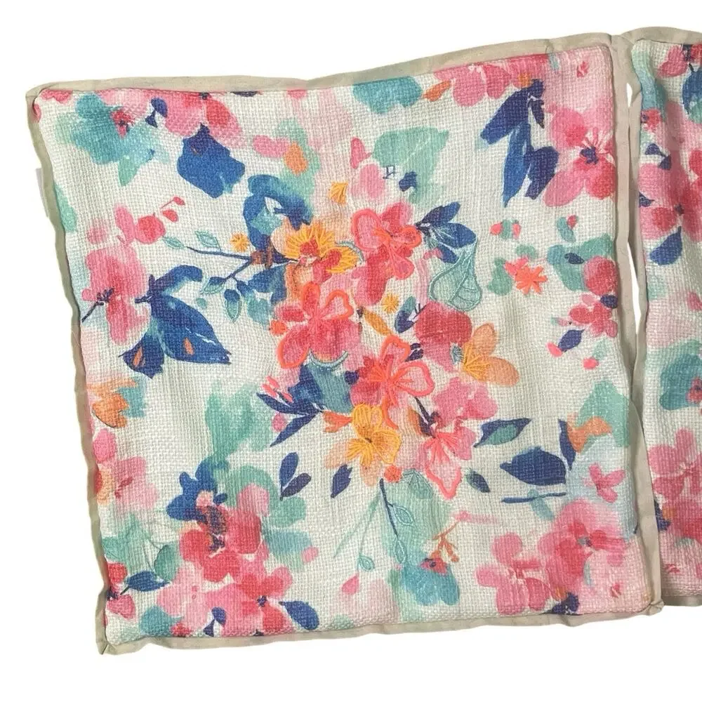 Tabitha Webb 2 Pillow Covers 20x20” Woven Fabric Watercolor Floral Embroidered